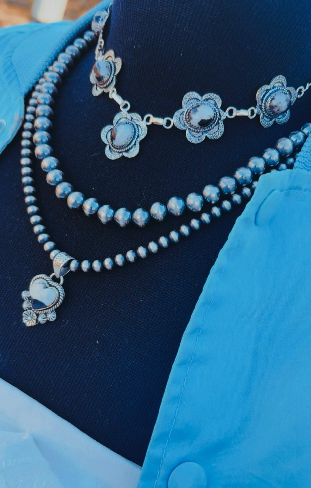 WHITE BUFFALO DROP: Sterling Silver & Sterling Silver Plated Pieces