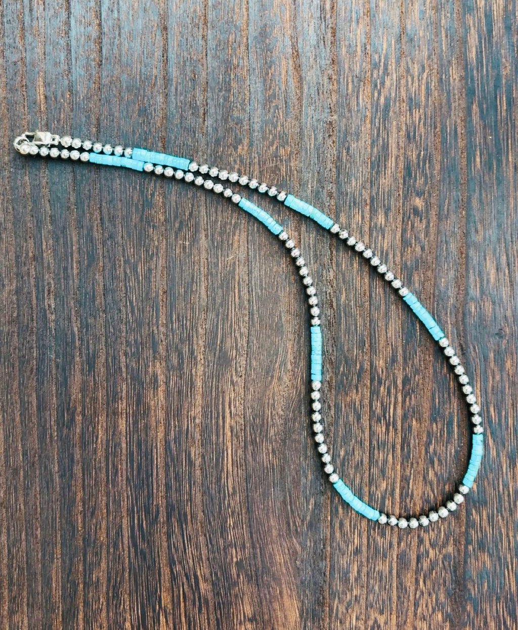 “THE MUSTANG” 4mm Hematite Pearls with Blue Turquoise Beads  (non tarnish & hypoallergenic)**1.5 week biz day TAT to be strung!