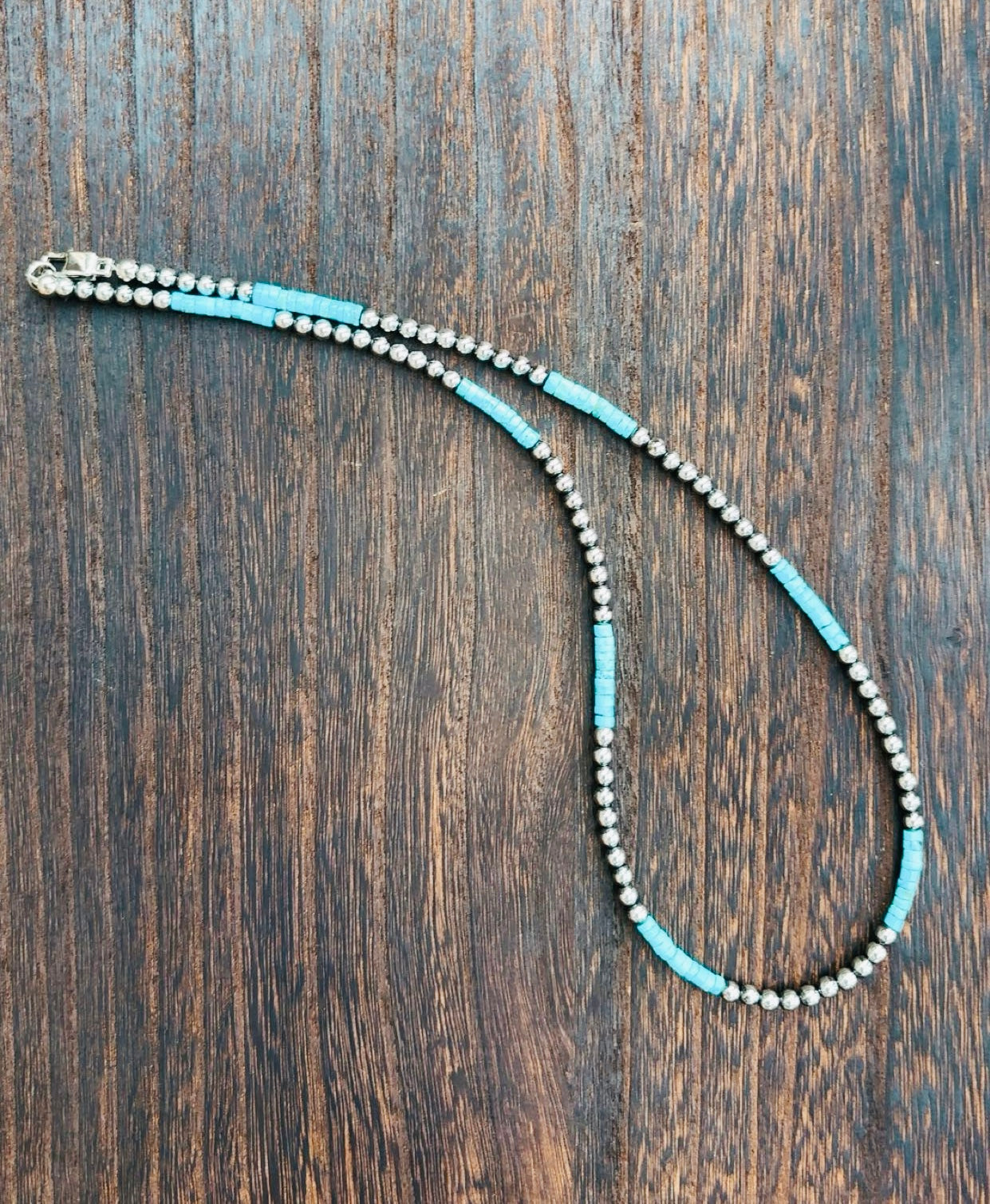 “THE MUSTANG” 4mm Hematite Pearls with Blue Turquoise Beads  (non tarnish & hypoallergenic)**1.5 week biz day TAT to be strung!