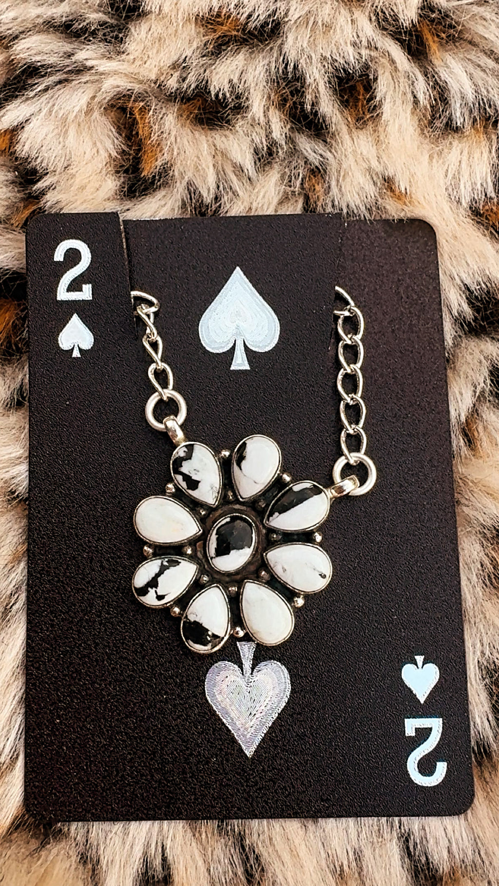 WHITE BUFFALO PLATED CLUSTER NECKLACES: Sterling 925 Plated! 1 1/8” with 20” adjustable chain
