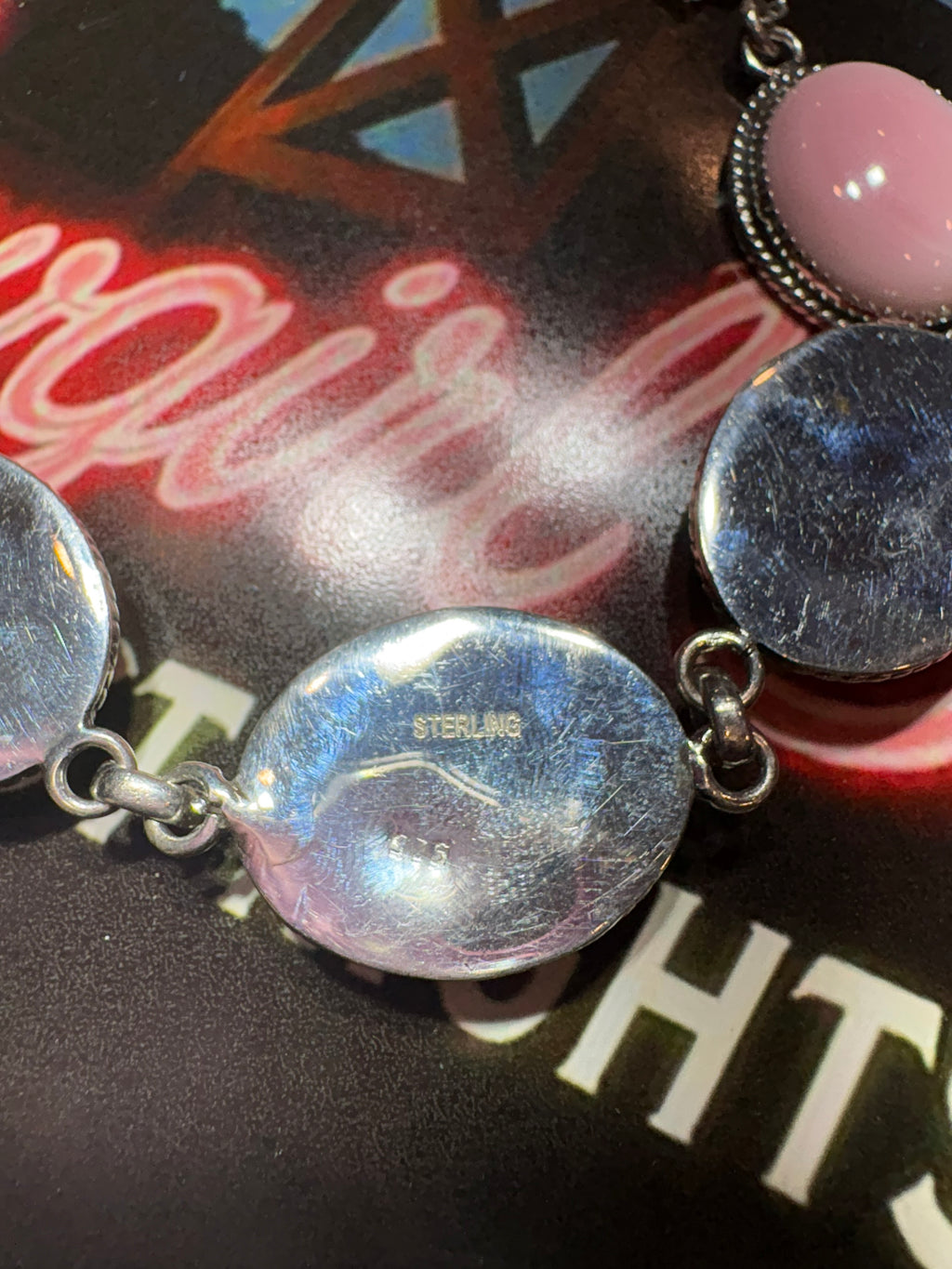 PINK CONCH DROP: Sterling Silver 925 Chokers (7/8” size stones & 15-20” chain)