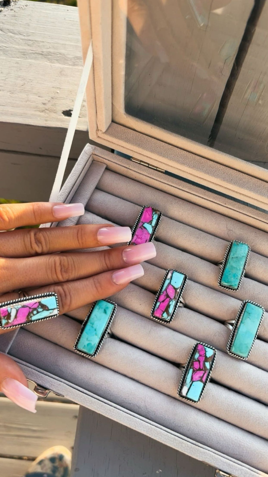 KINGMAN & COTTON CANDY BAR RINGS: Sterling Silver 925 Plated & Stamped (sizes 6.5-8)