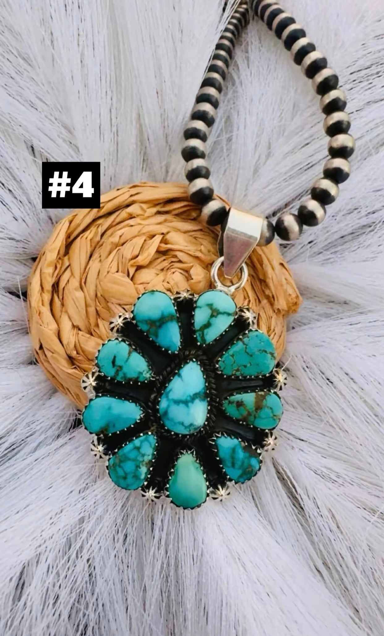 LONE MOUNTAIN TURQUOISE: Sterling Silver Cluster Pendants (all fit up to 7mm pearls)