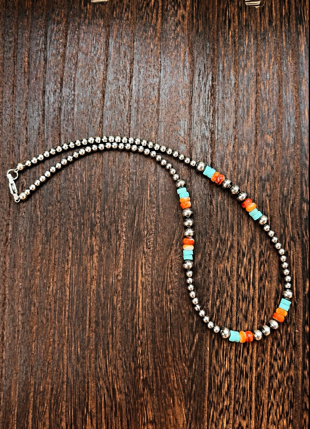 “THE SEDONA SKY” 4-5mm Graduated Hematite Pearls turquoise & spiny oyster (non tarnish & hypoallergenic) **1.5 week biz day TAT to be strung!