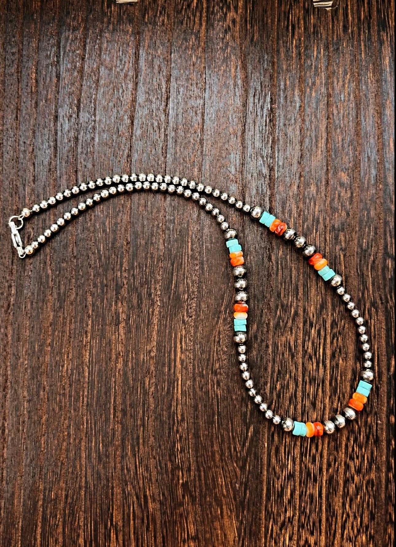 “THE SEDONA SKY” 4-5mm Graduated Hematite Pearls turquoise & spiny oyster (non tarnish & hypoallergenic) **1.5 week biz day TAT to be strung!