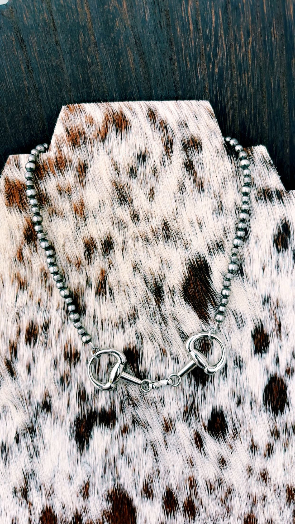 SNAFFLE BIT PEARLS: German Silver Navajo Made Pearls with sterling plated snaffle detail, 4-6mm 15-16” & 16-17” PRE ORDER: 2 week biz day TAT💕