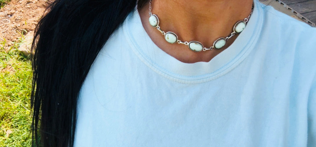 PALOMINO ADJUSTABLE CHOKER NECKLACES: Sterling Silver 925 Stamped Chokers 3/4” stones & 14-20” chain