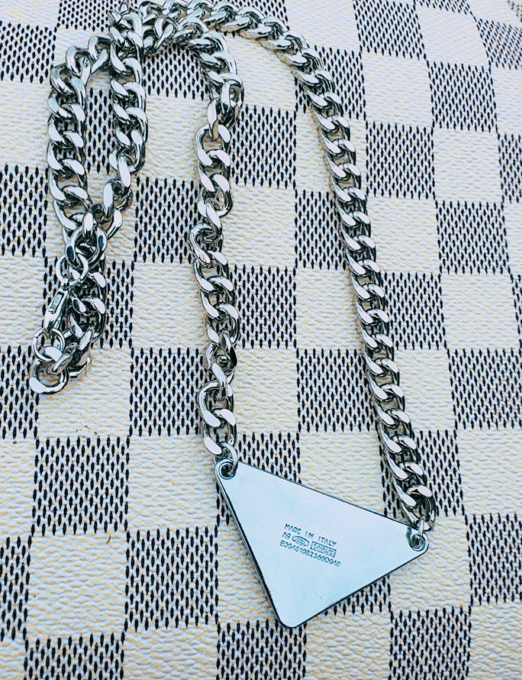 YELLOW PRADA STAINLESS STEEL CHAIN NECKLACE/HONEY DAHLIA STERLING SILVER NAJA RING SET (adjustable)