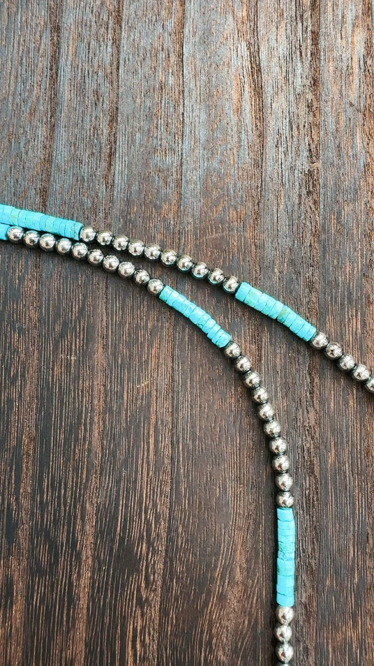 “THE MUSTANG” 4mm Hematite Pearls with Blue Turquoise Beads  (non tarnish & hypoallergenic)**1.5 week biz day TAT to be strung!