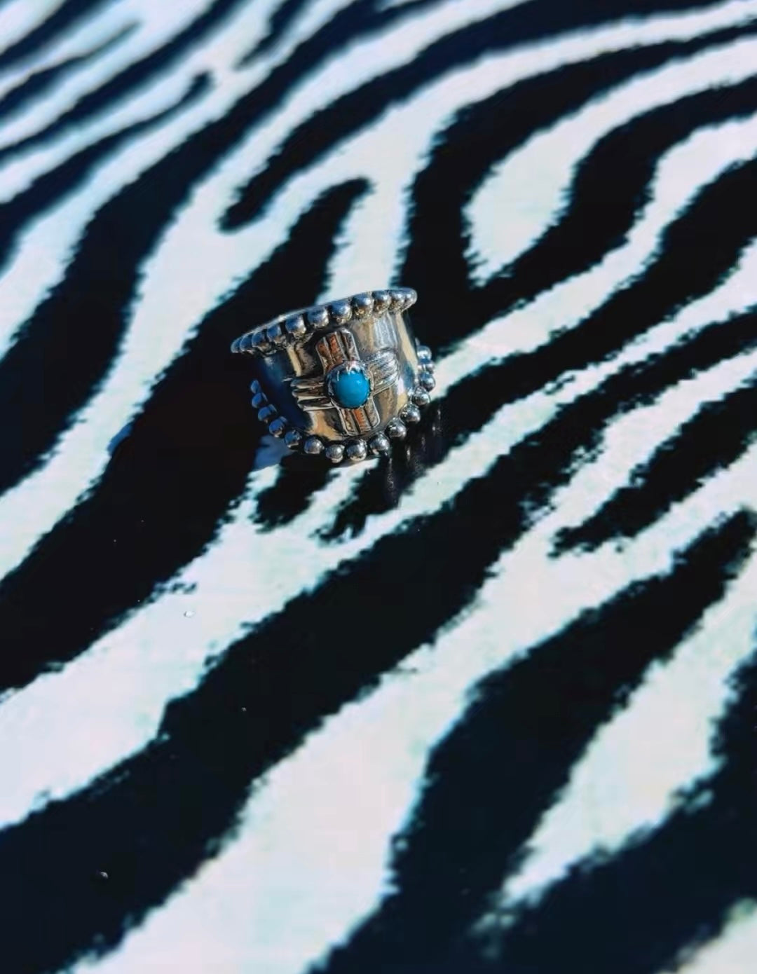 KINGMAN DROP: Cigar Band style Sterling Silver & Kingman Cross Ring size 8
