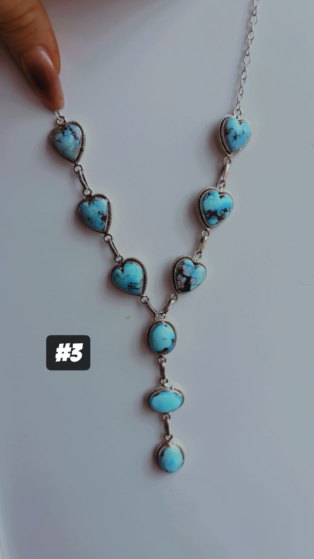Valentine’s Collection: Golden Hills Statement Heart Lariat Necklaces (15-20” adjustable) 1/2” Stones Sterling Silver
