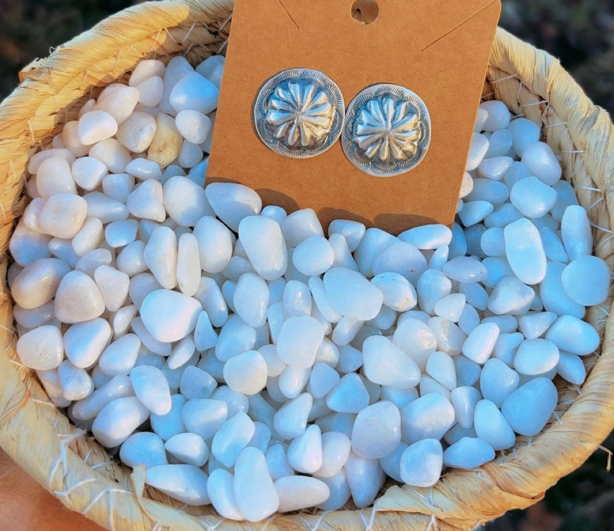 Navajo Handmade Sterling Concho Stud Earrings