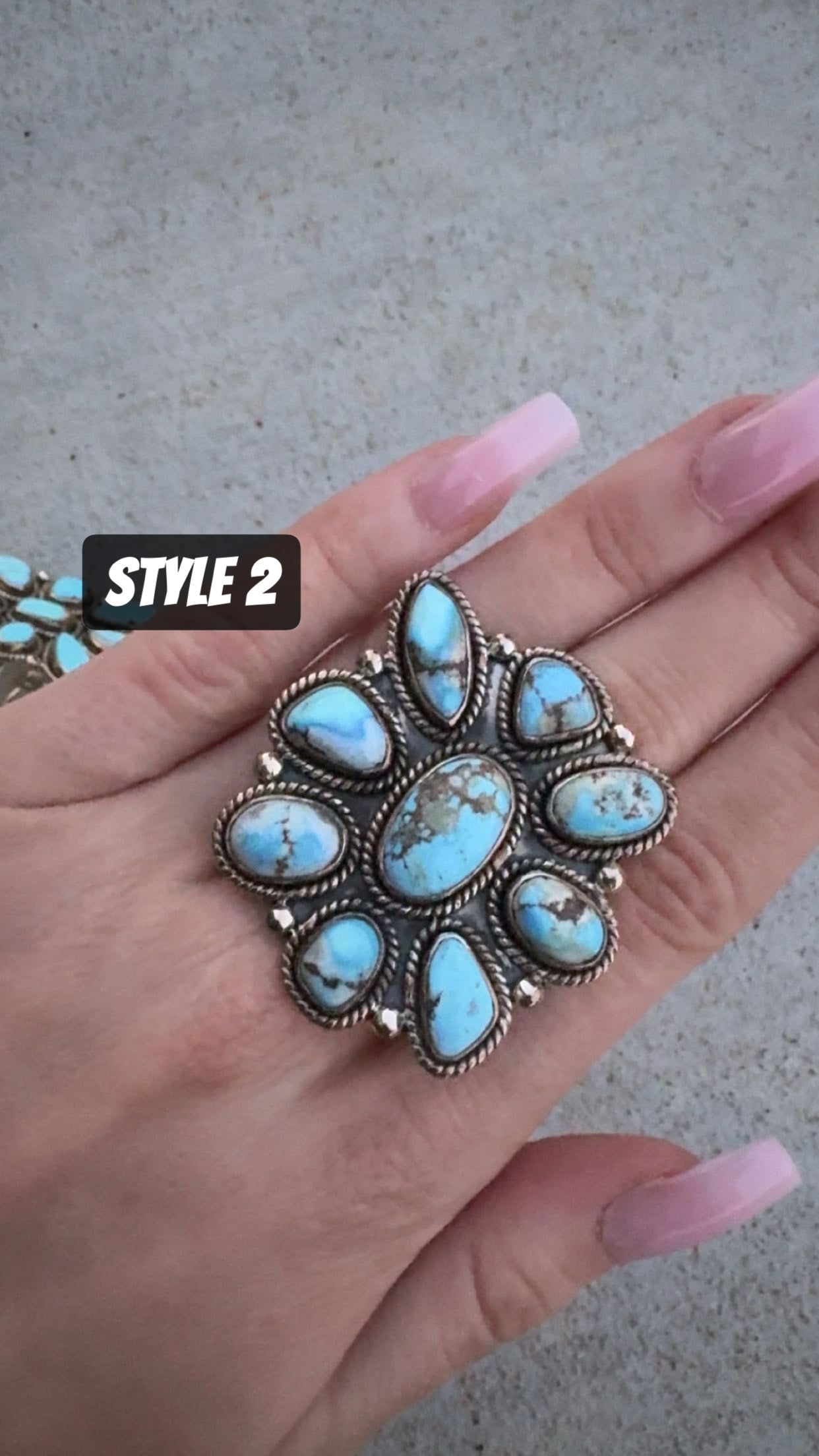 GOLDEN HILLS STATEMENT CLUSTER RINGS: Sterling Silver 925 (Adjustable size 6-10)