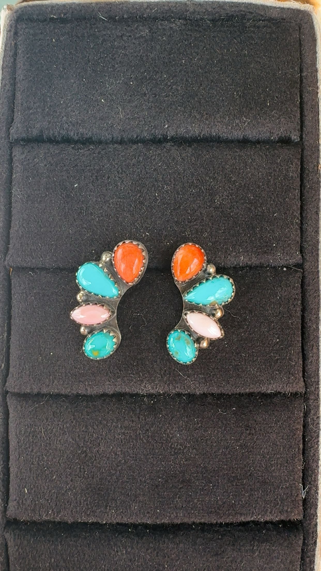 Multi Stone Drop! - featuring pink conch, red coral, kingman & Sonoran! Sterling Silver Pieces
