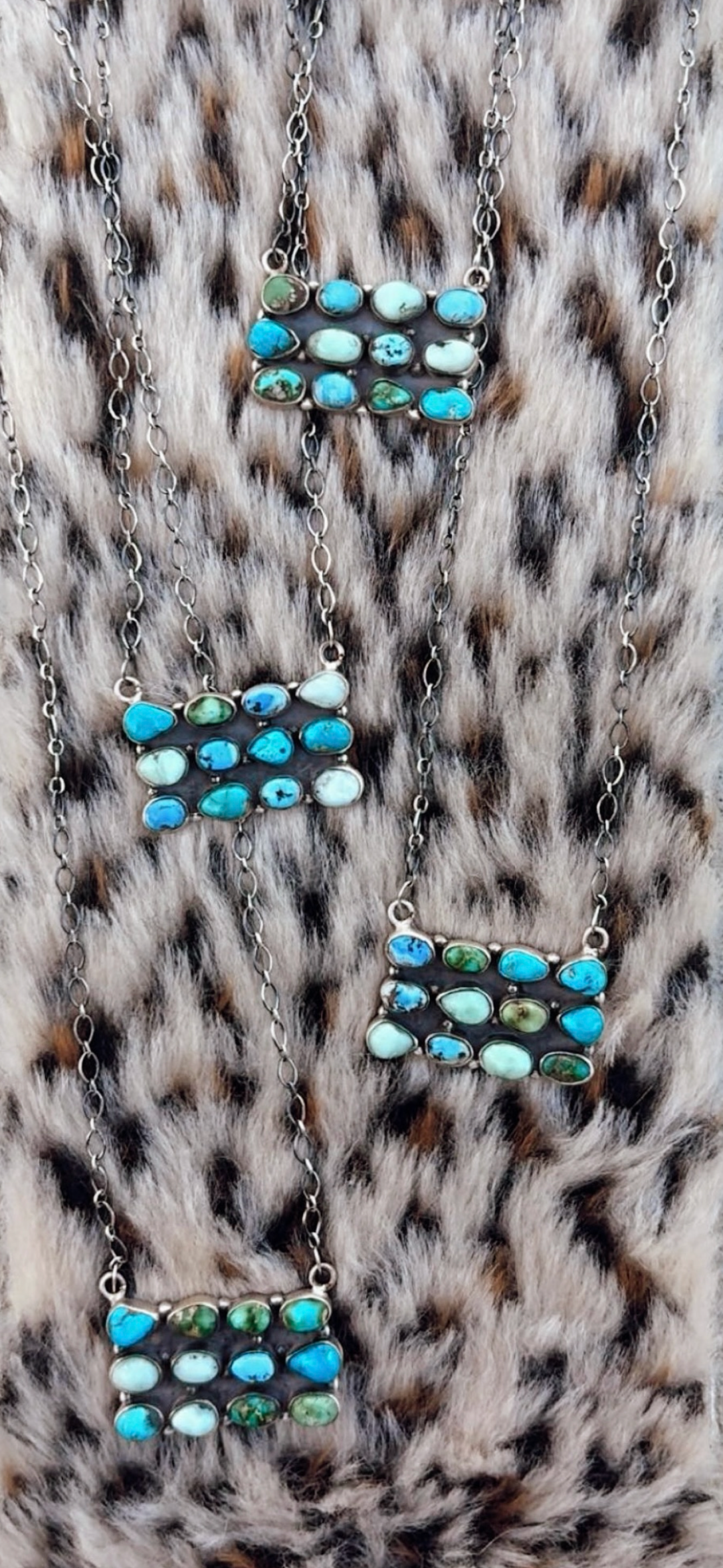 Multi Stone Bar Necklaces: Ft. Sonoran, Paloma, Golden Hills & Blue Ridge (Sterling Silver)              1 3/8” by 3/4” (20” adj. chain)