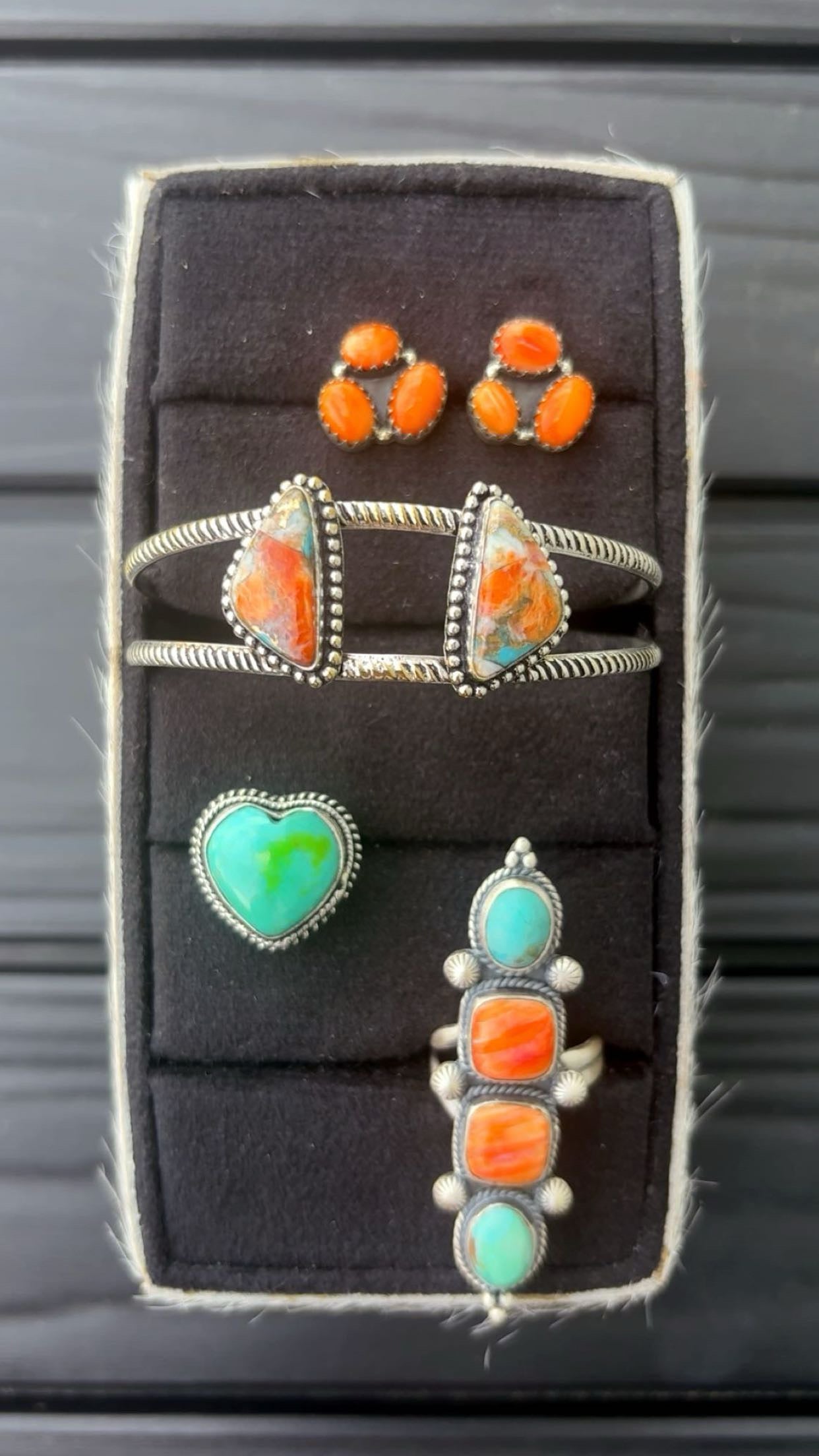 Orange Spiny & Kingman Drop: Sterling Silver 925 Pieces