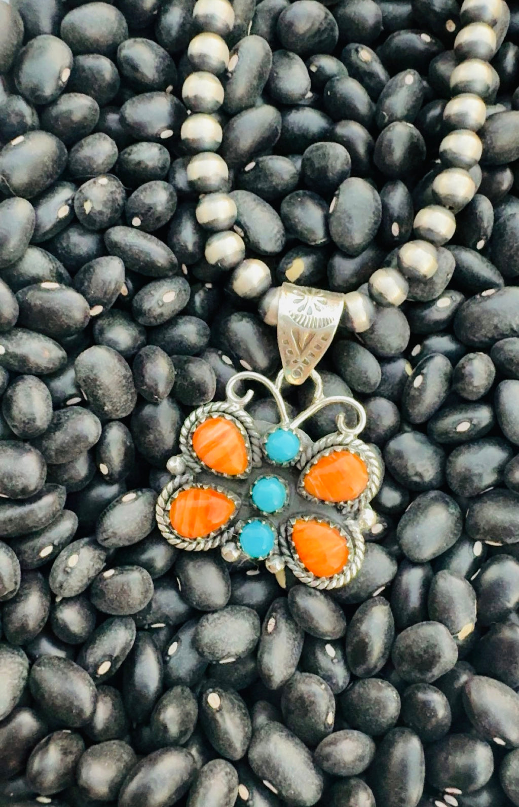 ORANGE SUNSET DROP: Ft. Orange Spiny & Composite Sterling Silver Pieces