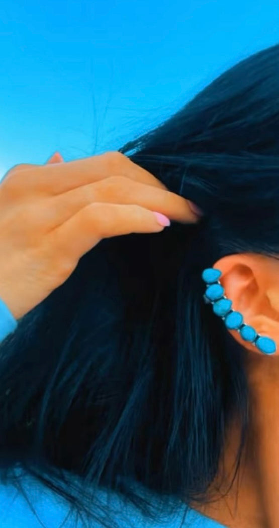 KINGMAN DROP: 6 Stone Stud Sterling Adjustable Ear Cuff