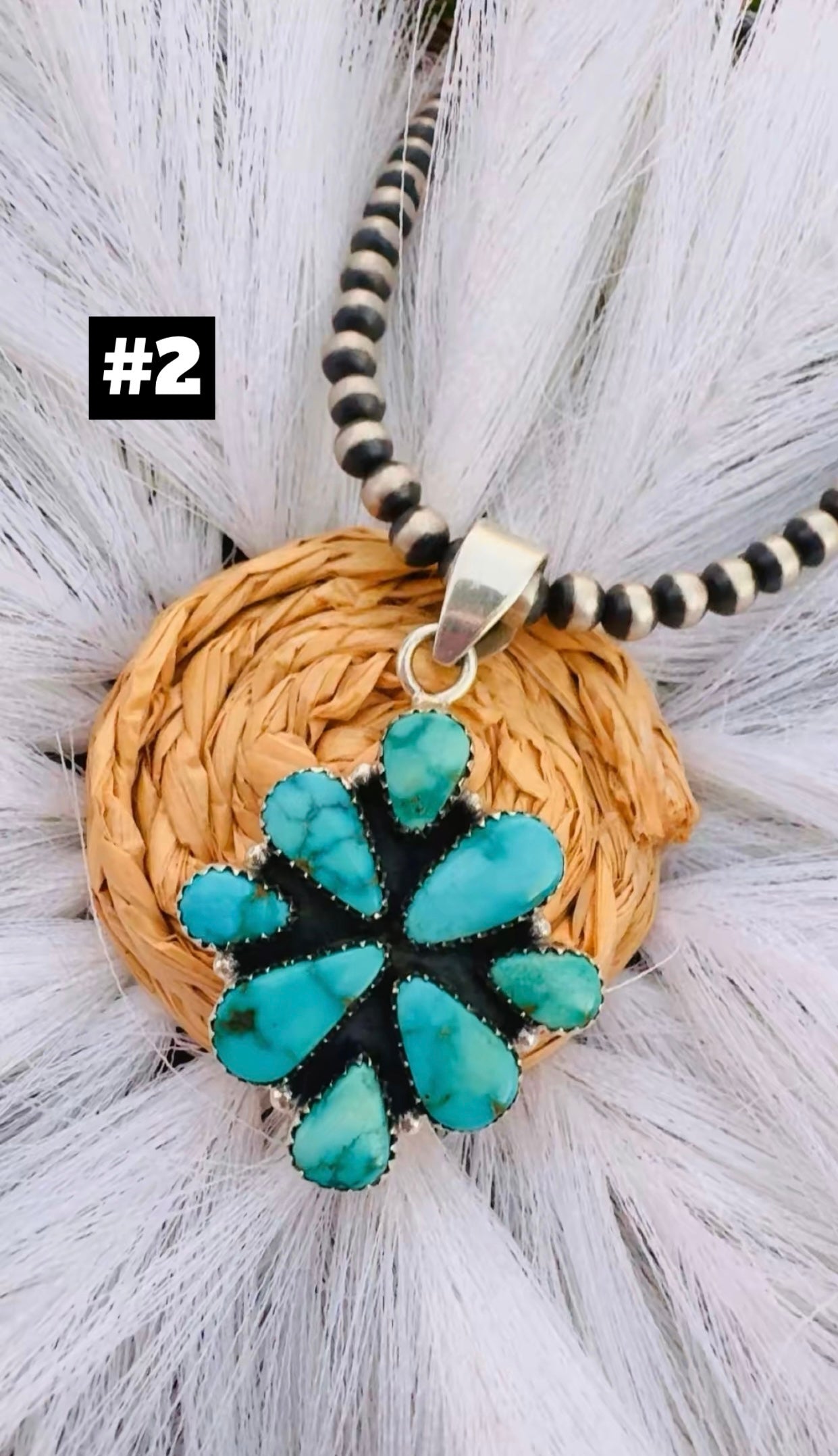 LONE MOUNTAIN TURQUOISE: Sterling Silver Cluster Pendants (all fit up to 7mm pearls)