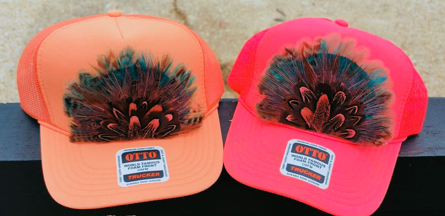 ELECTRIC NEON COLLECTION: custom feather truckers (pre order)