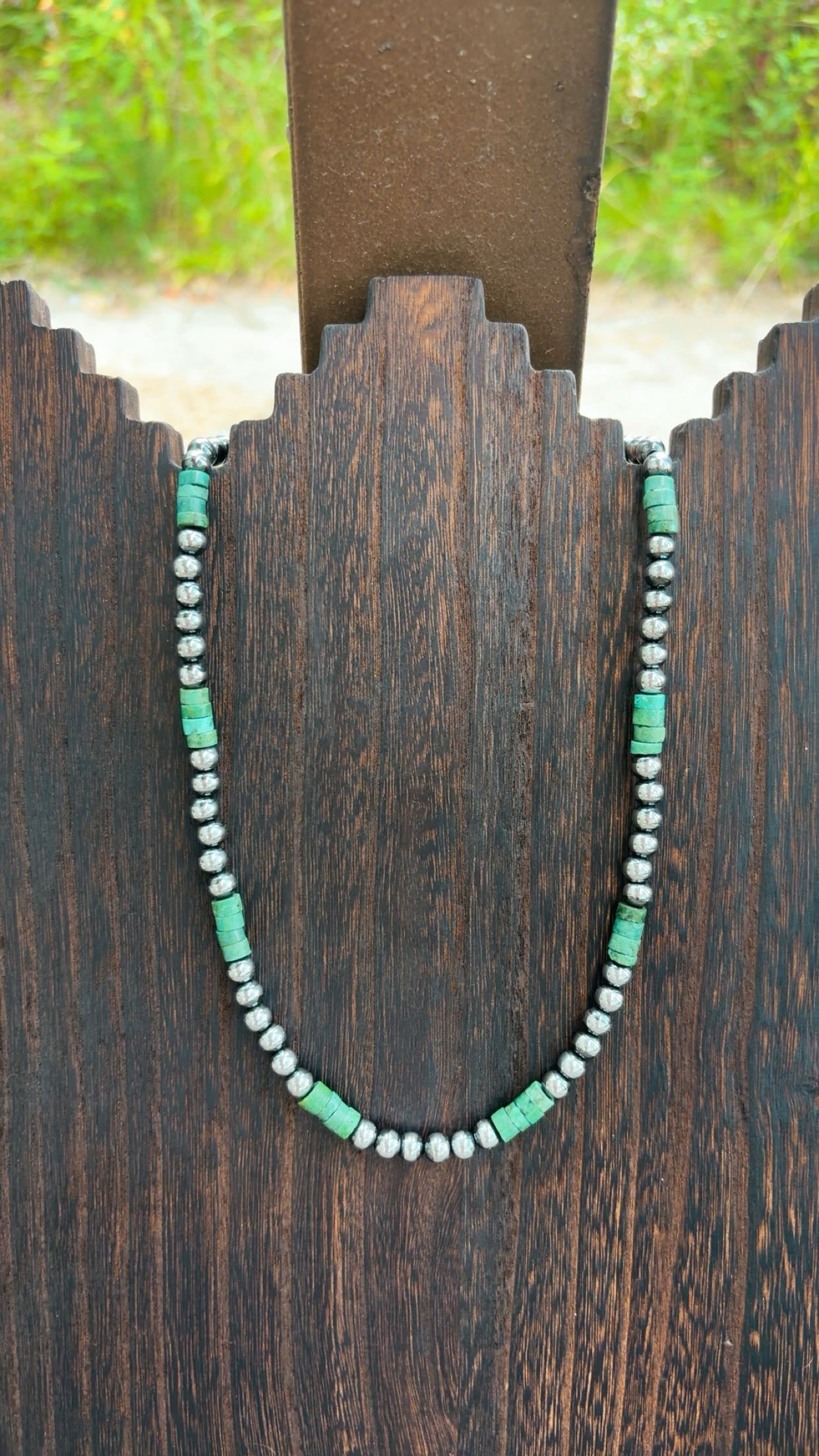 “THE DUTTON” 6mm Hematite Pearls with Green Turquoise Beads (non tarnish & hypoallergenic)**1.5 week biz day TAT to be strung!