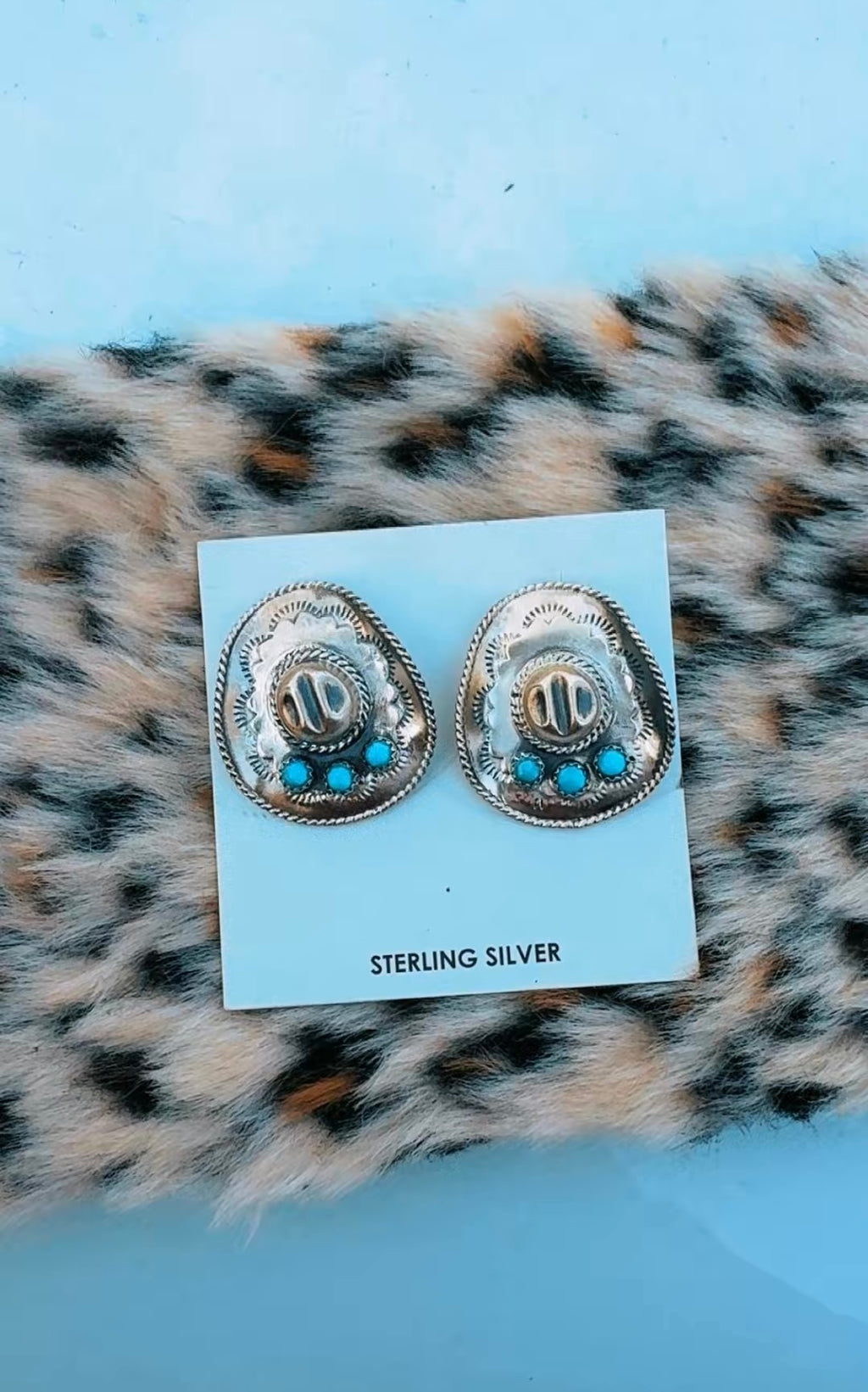 Bobby Platero Navajo made & signed Sterling Silver Cowboy Hat Post Back Studs