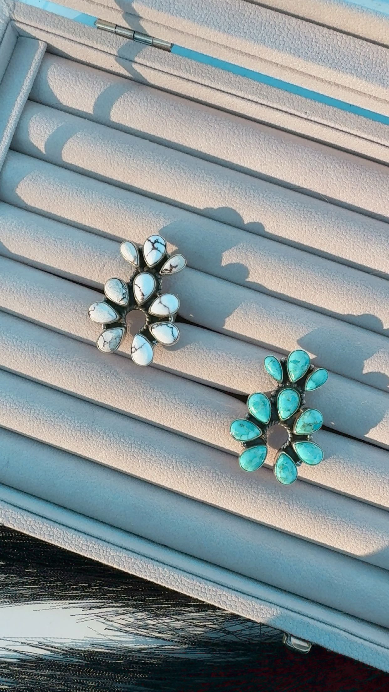 NAJA RINGS: Adjustable Kingman & Wild Horse 10 Stone Sterling Silver Rings