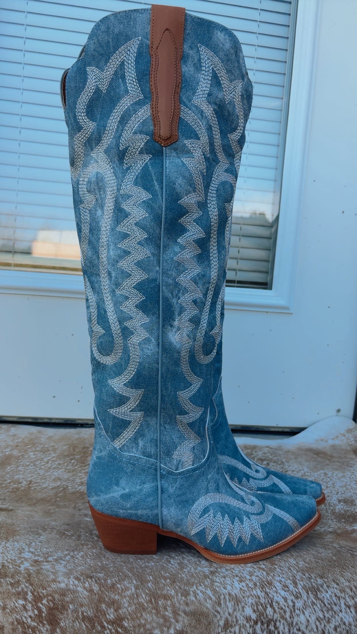 “Blue Jean Baby” Knee High Cowgirl Boots (Pre- Order) 1 week biz day tat🫶🏼
