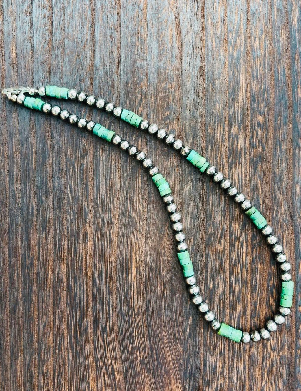 “THE DUTTON” 6mm Hematite Pearls with Green Turquoise Beads (non tarnish & hypoallergenic)**1.5 week biz day TAT to be strung!