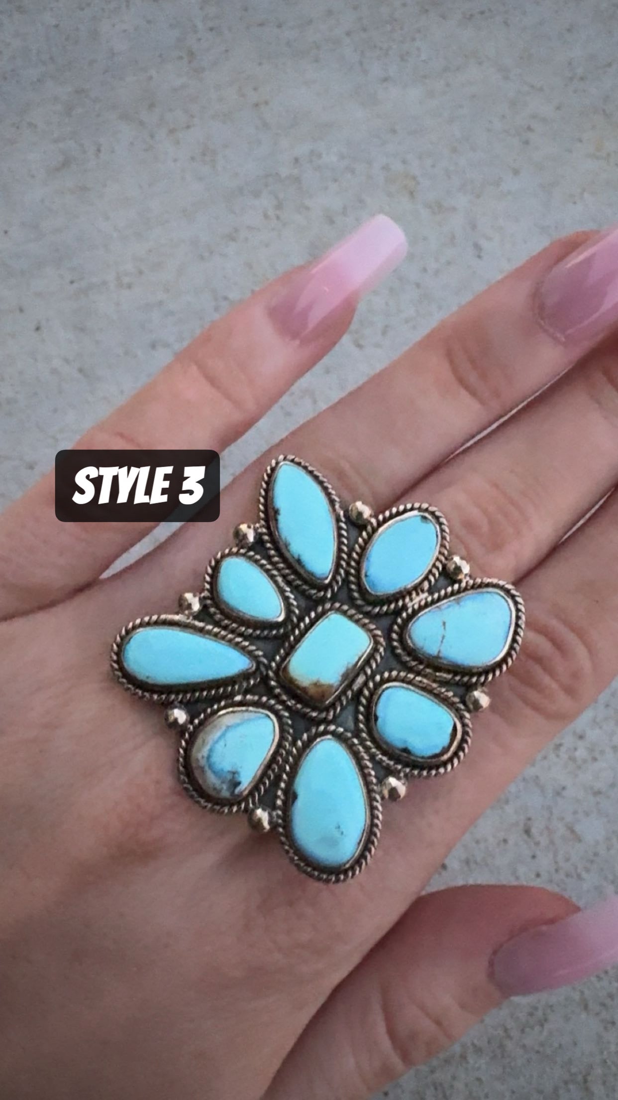 GOLDEN HILLS STATEMENT CLUSTER RINGS: Sterling Silver 925 (Adjustable size 6-10)