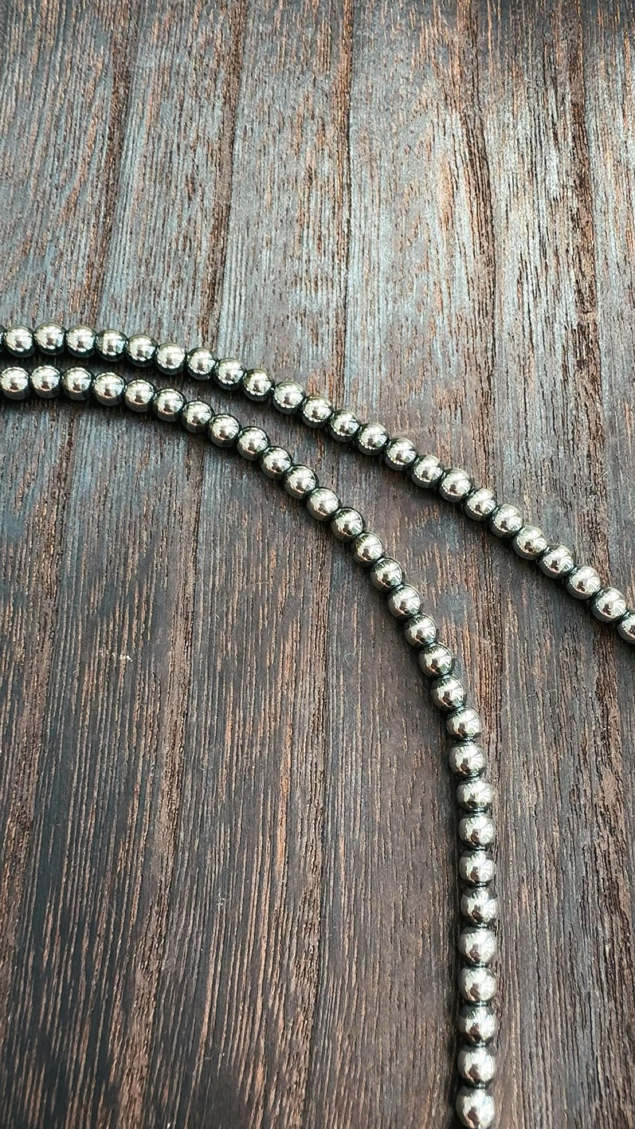 “THE BRONC” 4mm Hematite Pearls (non tarnish & hypoallergenic)**1.5 week biz day TAT to be strung!