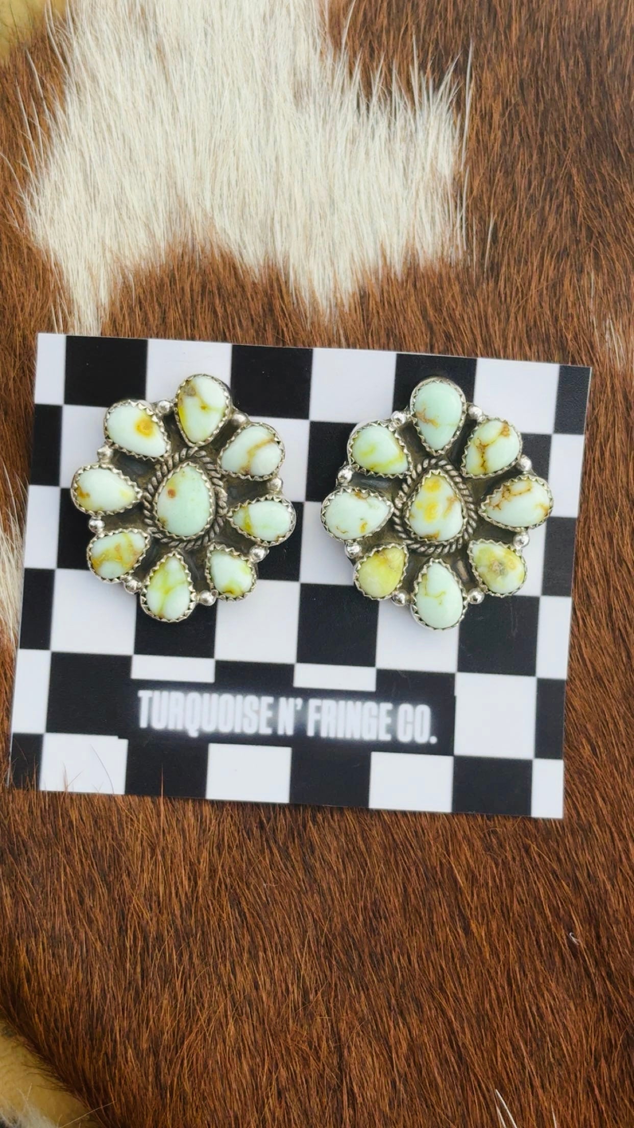 PALOMINO 9 STONE CLUSTER STUDS: Solid 925 Sterling Silver (all 1 1/8” or bigger!)