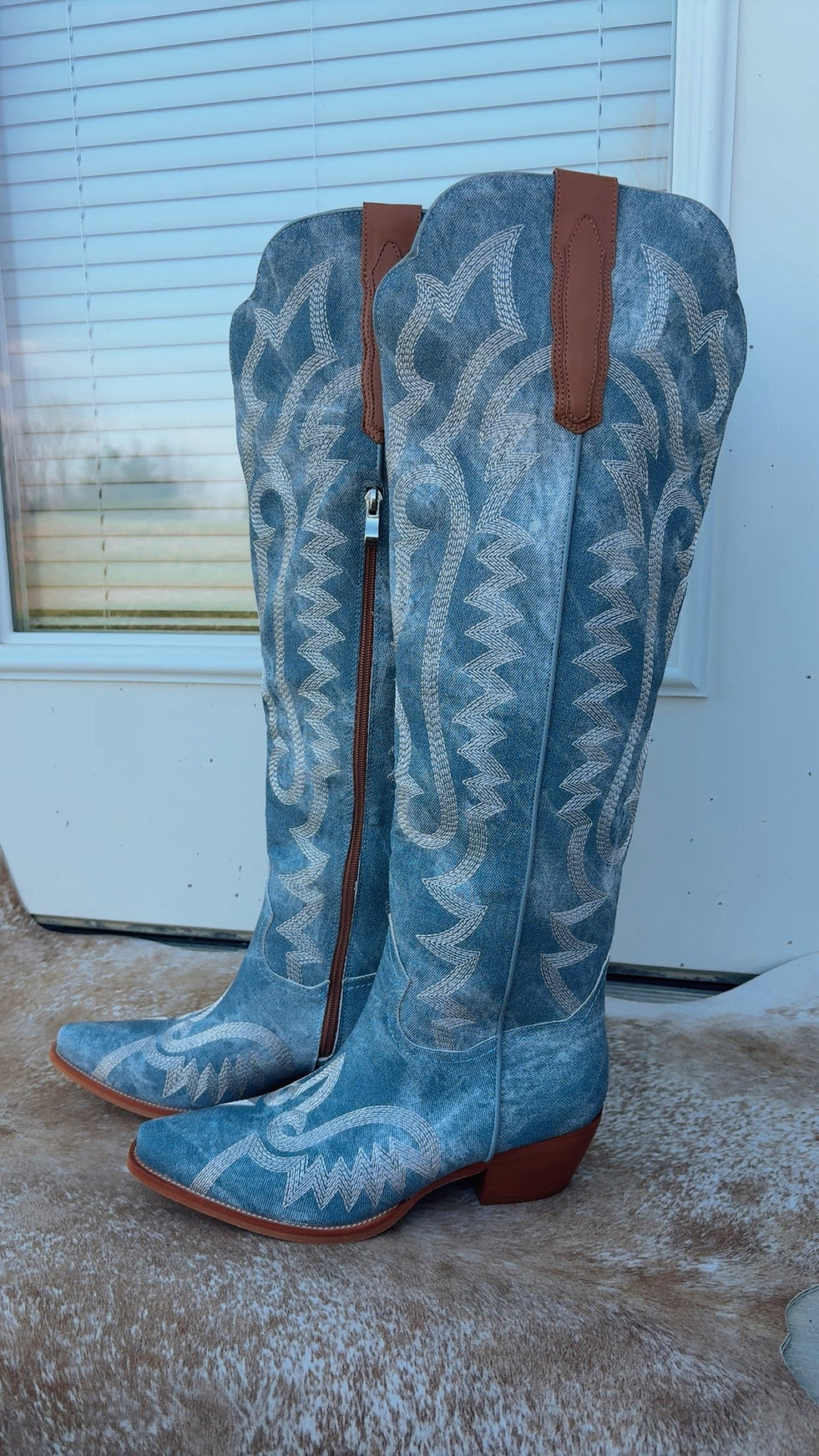“Blue Jean Baby” Knee High Cowgirl Boots (Pre- Order) 1 week biz day tat🫶🏼