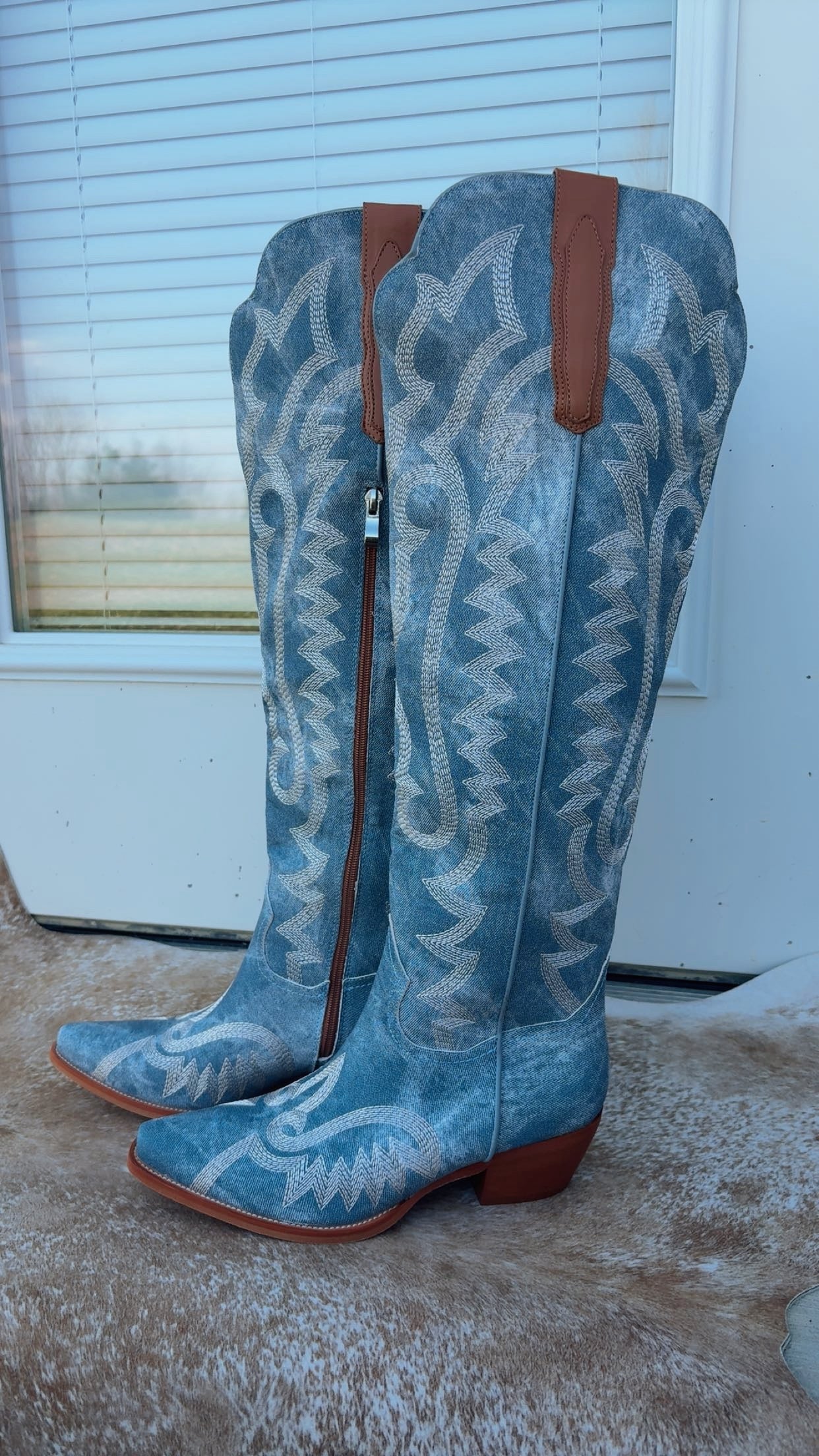 “Blue Jean Baby” Knee High Cowgirl Boots (Pre- Order) 1 week biz day tat🫶🏼