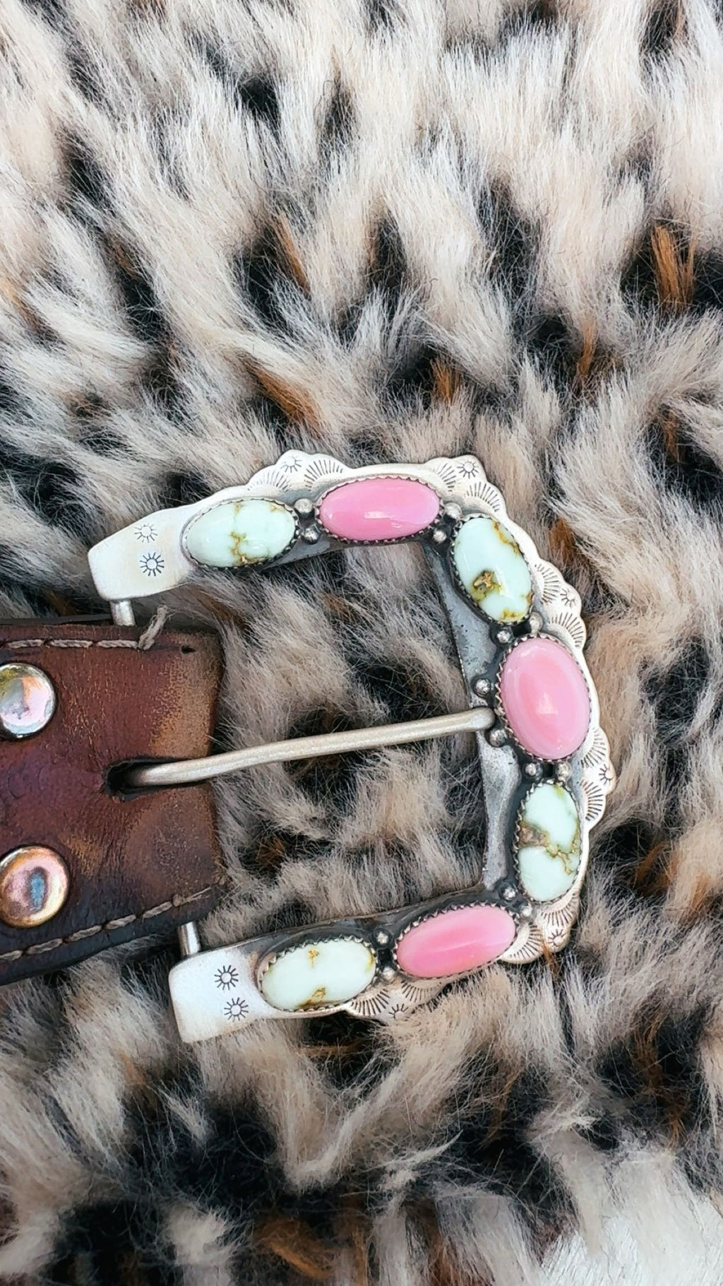 PINK CONCH & PALOMINO STERLING 925 BELT BUCKLES: Matte Sterling Silver Finish, Stamped Sterling 925 (2 5/8” by 2 1/4”)