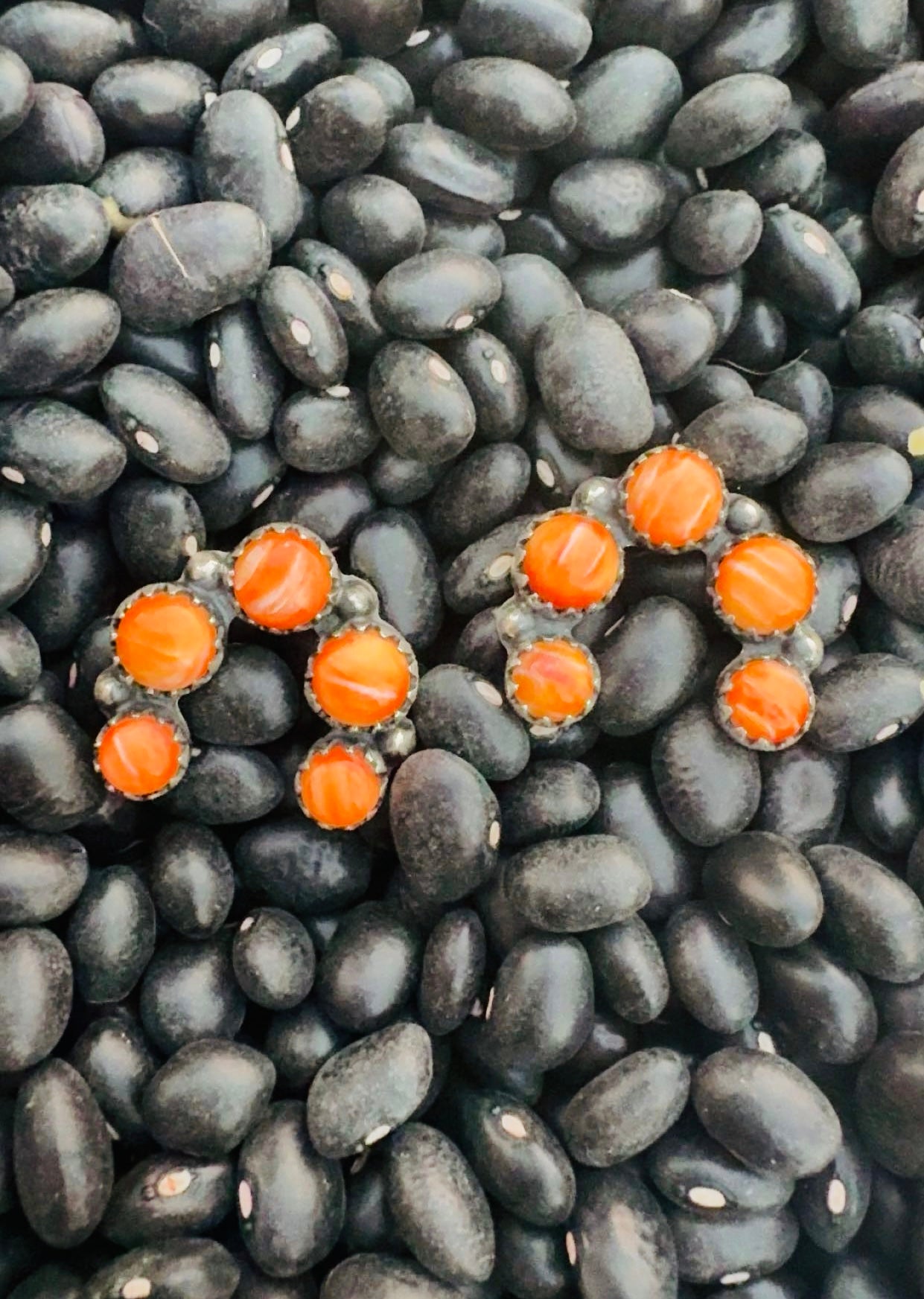 ORANGE SUNSET DROP: Ft. Orange Spiny & Composite Sterling Silver Pieces