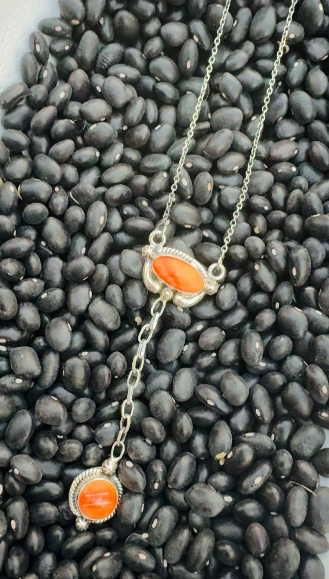 ORANGE SUNSET DROP: Ft. Orange Spiny & Composite Sterling Silver Pieces