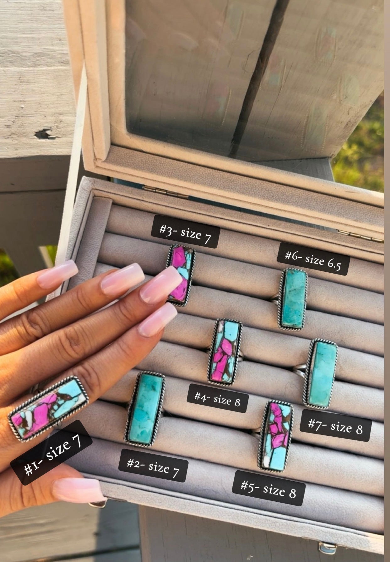 KINGMAN & COTTON CANDY BAR RINGS: Sterling Silver 925 Plated & Stamped (sizes 6.5-8)