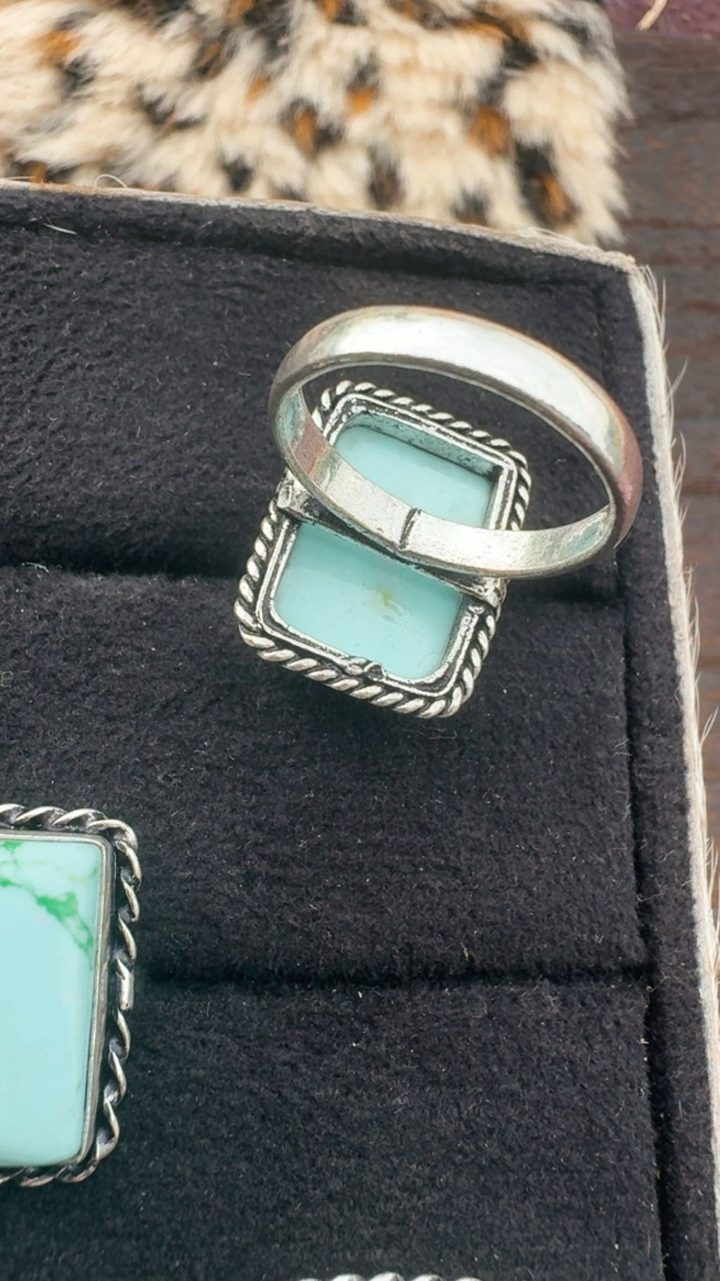 Mint Varascite Square Sterling 925 Plated Rings