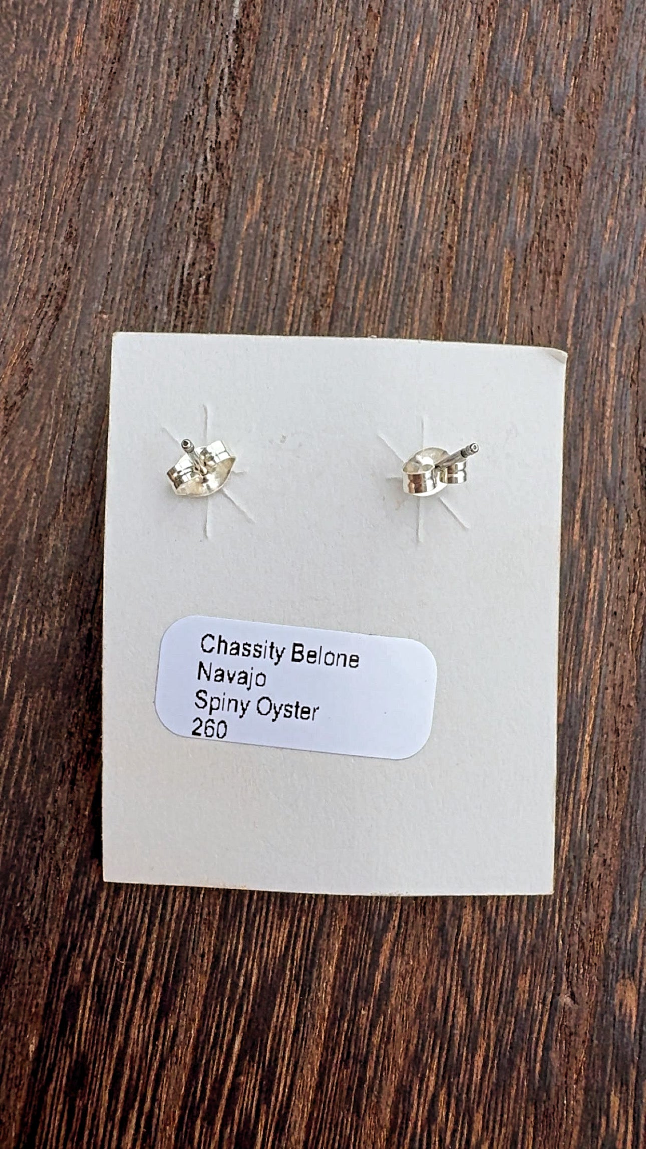 Chassity Belone Red Spiny Navajo Made Sterling Silver Stud Earrings 1” in size, Signed