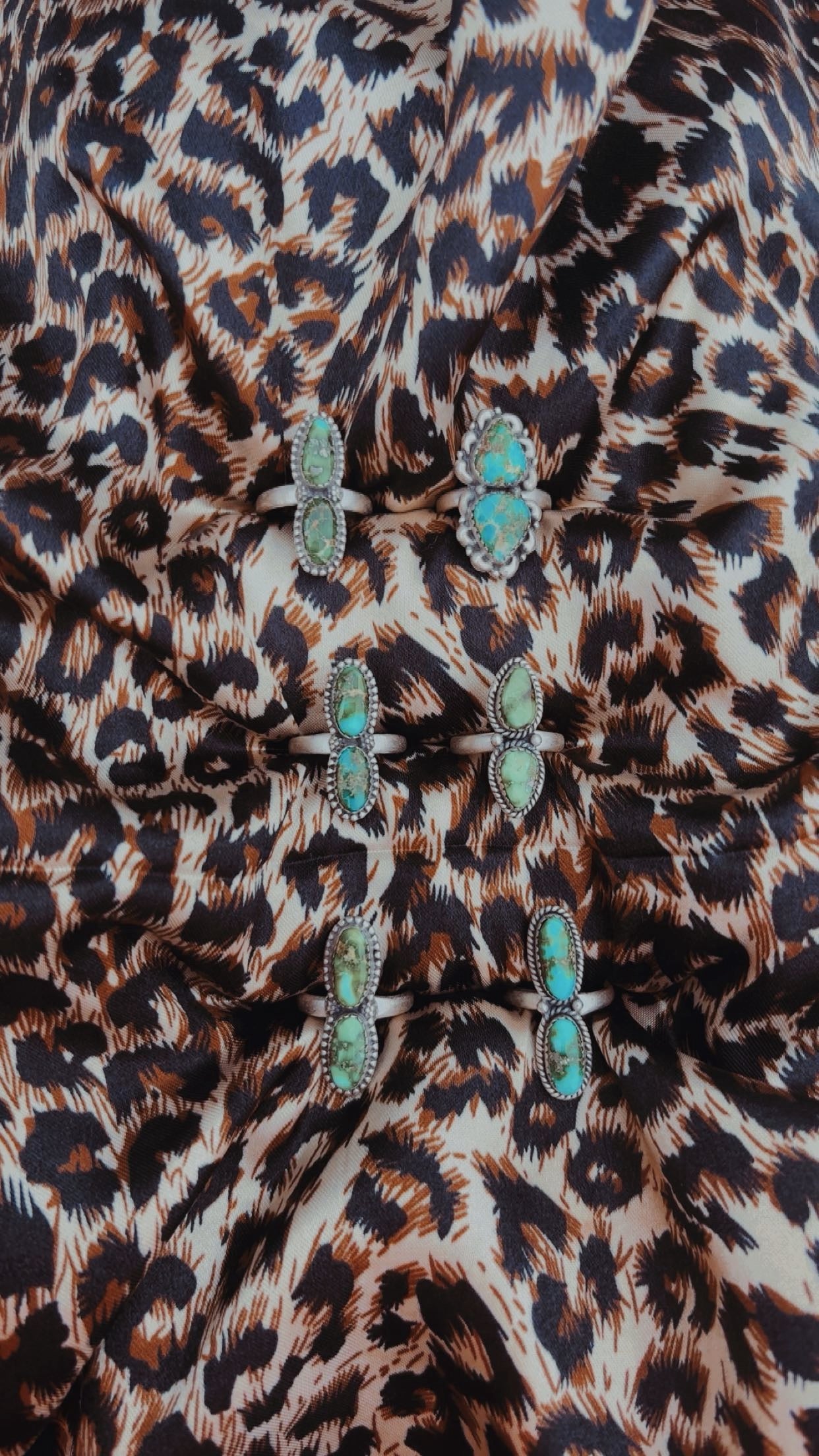 Sonoran Turquoise Double Stone Rings: Sterling Silver Pieces