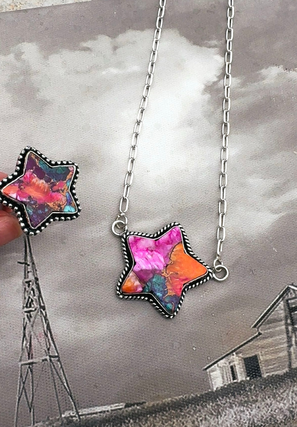 Pink Dahlia Sterling Silver 925 Plated Star Set