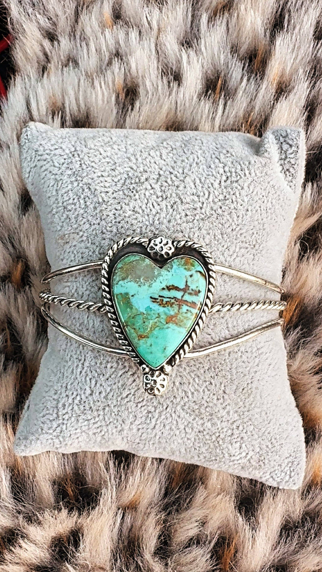 Kingman Statement Heart Cuff: Sterling Silver 925 Plated (fits 6-7.5” wrist)