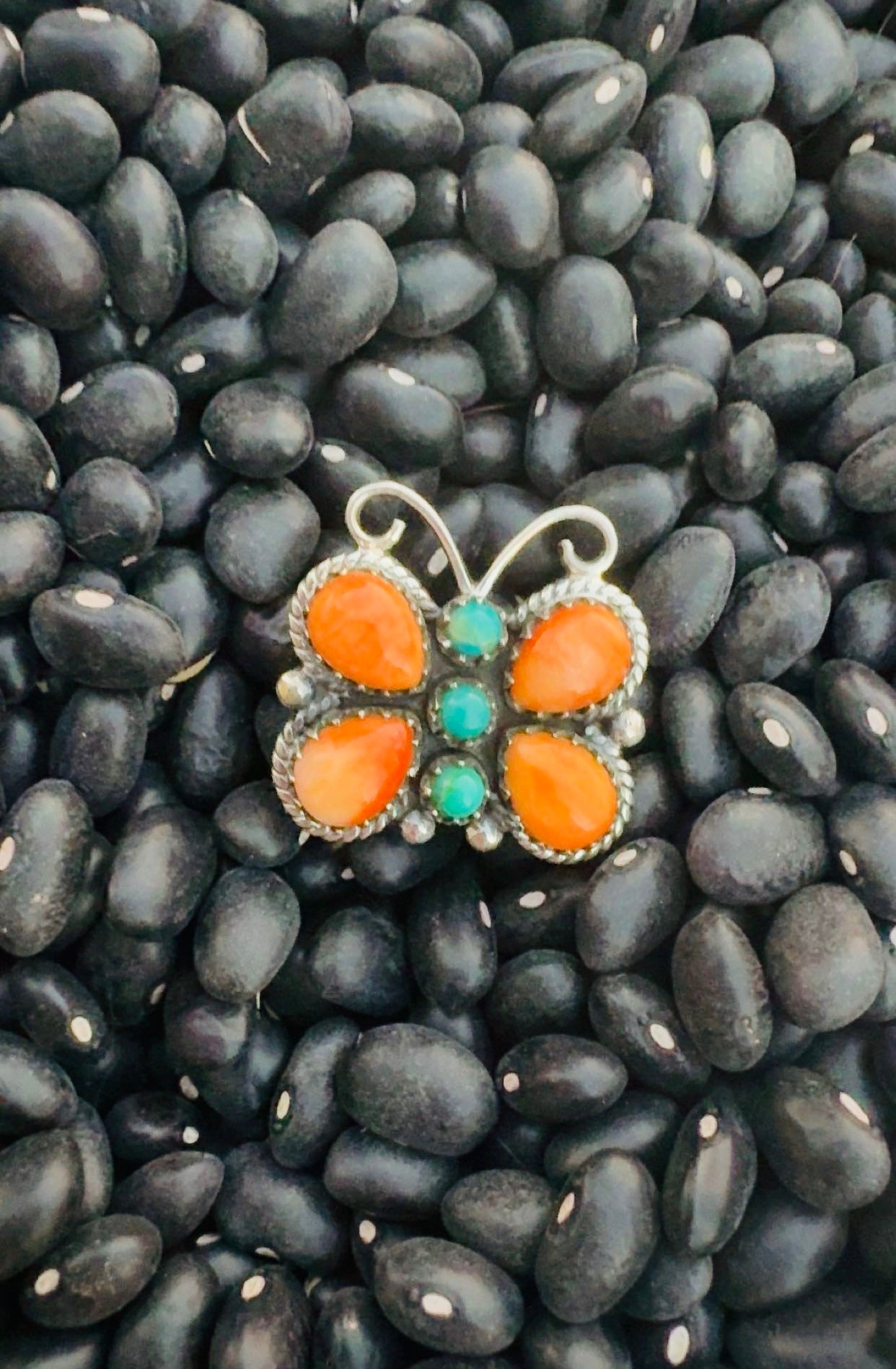 ORANGE SUNSET DROP: Ft. Orange Spiny & Composite Sterling Silver Pieces