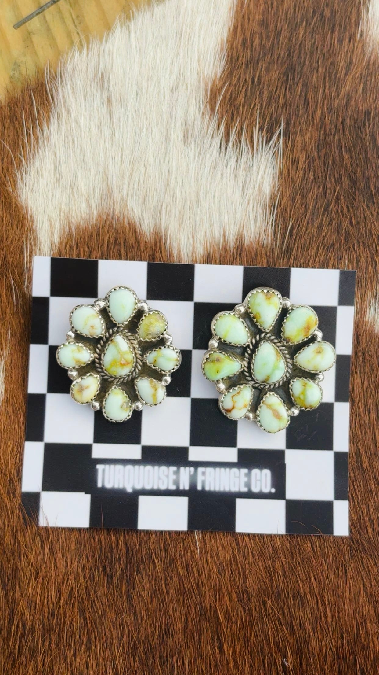 PALOMINO 9 STONE CLUSTER STUDS: Solid 925 Sterling Silver (all 1 1/8” or bigger!)