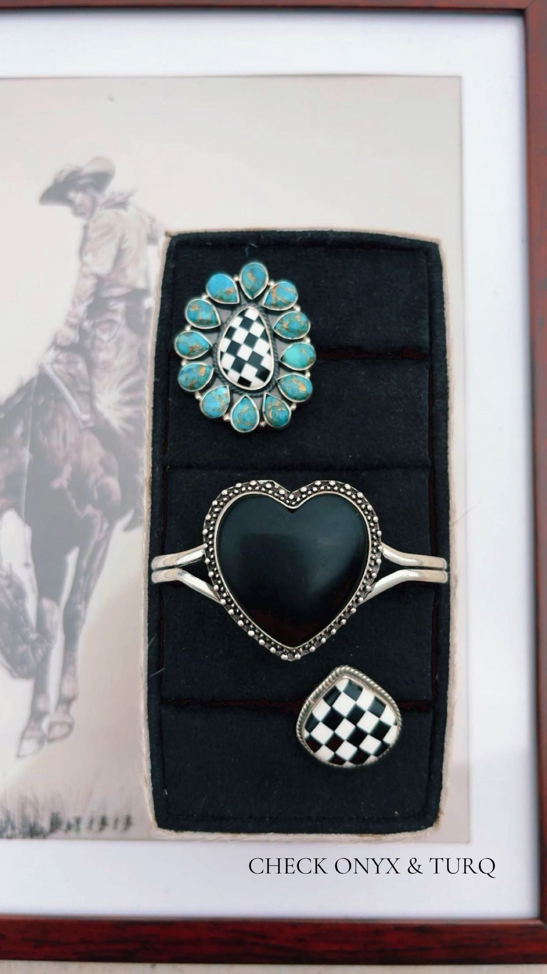 CHECK ONYX & TURQ DROP: Sterling Silver 925 Plated & Solid Pieces
