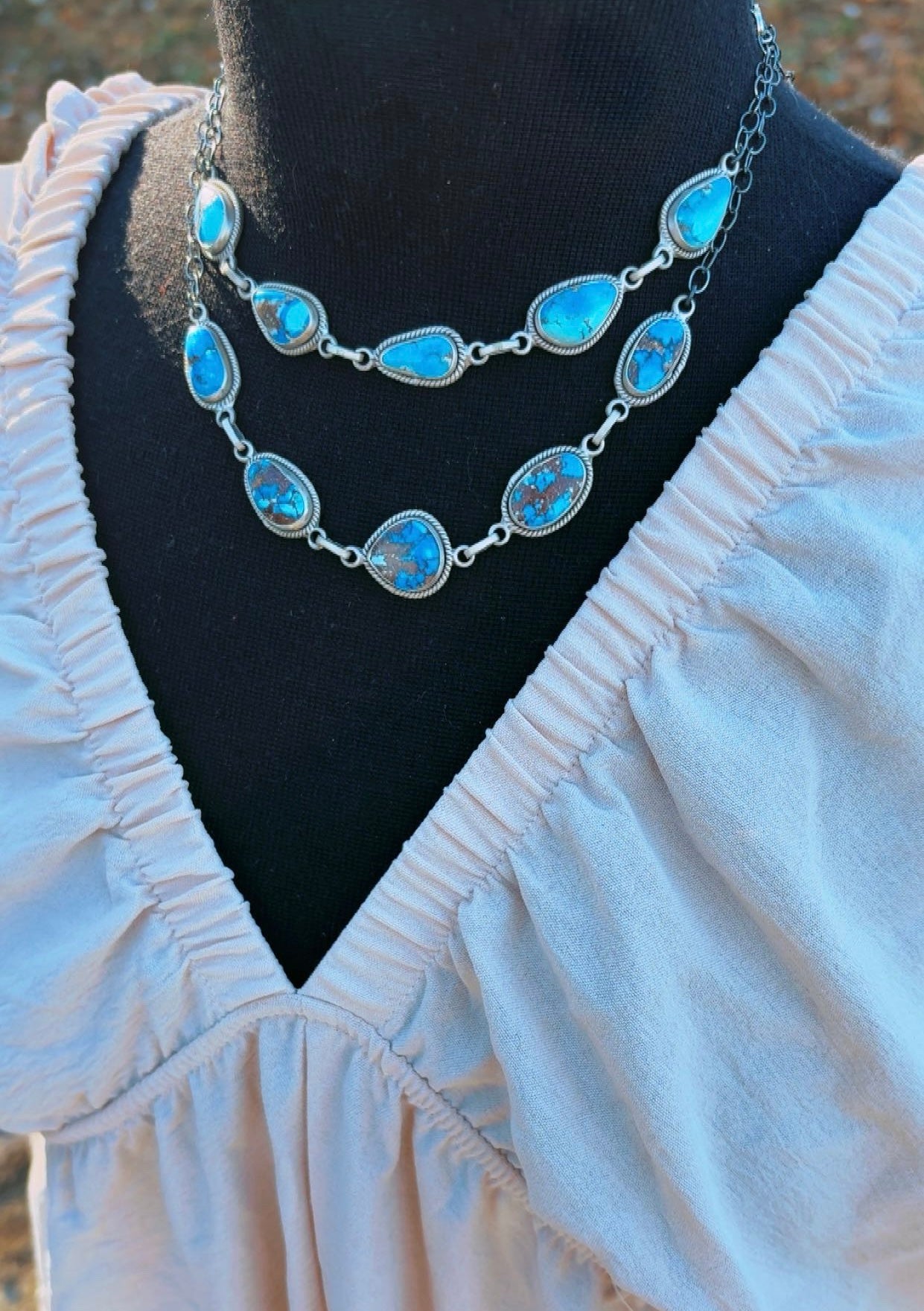 GOLDEN HILLS TURQUOISE             Adjustable Choker Sterling Silver Necklaces (14-22”)