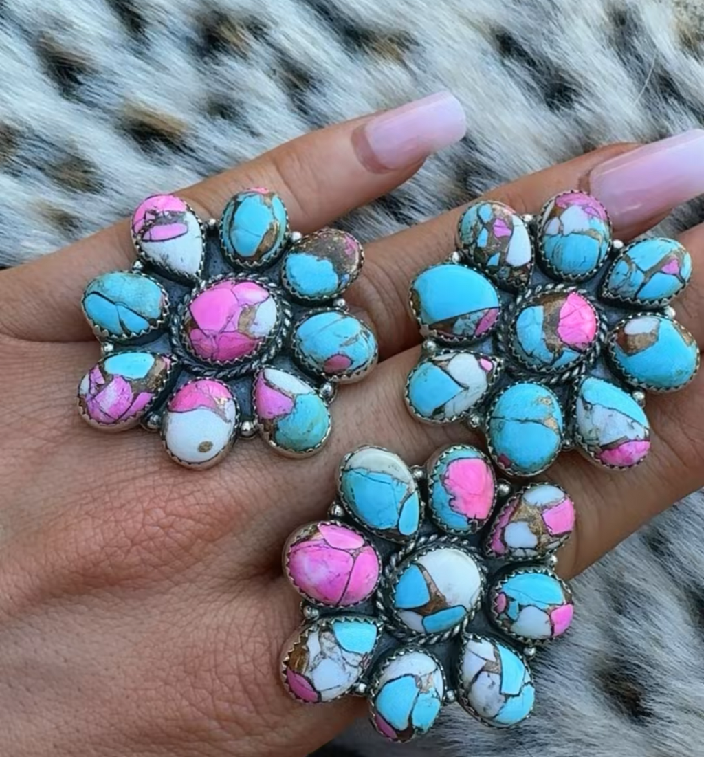 COTTON CANDY CLUSTERS: Sterling Silver 925 (1.5” by 1.5”)
