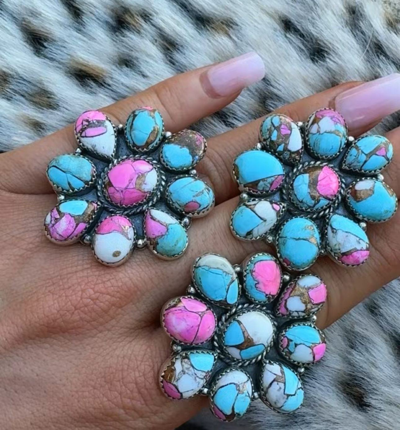 COTTON CANDY CLUSTERS: Sterling Silver 925 (1.5” by 1.5”)