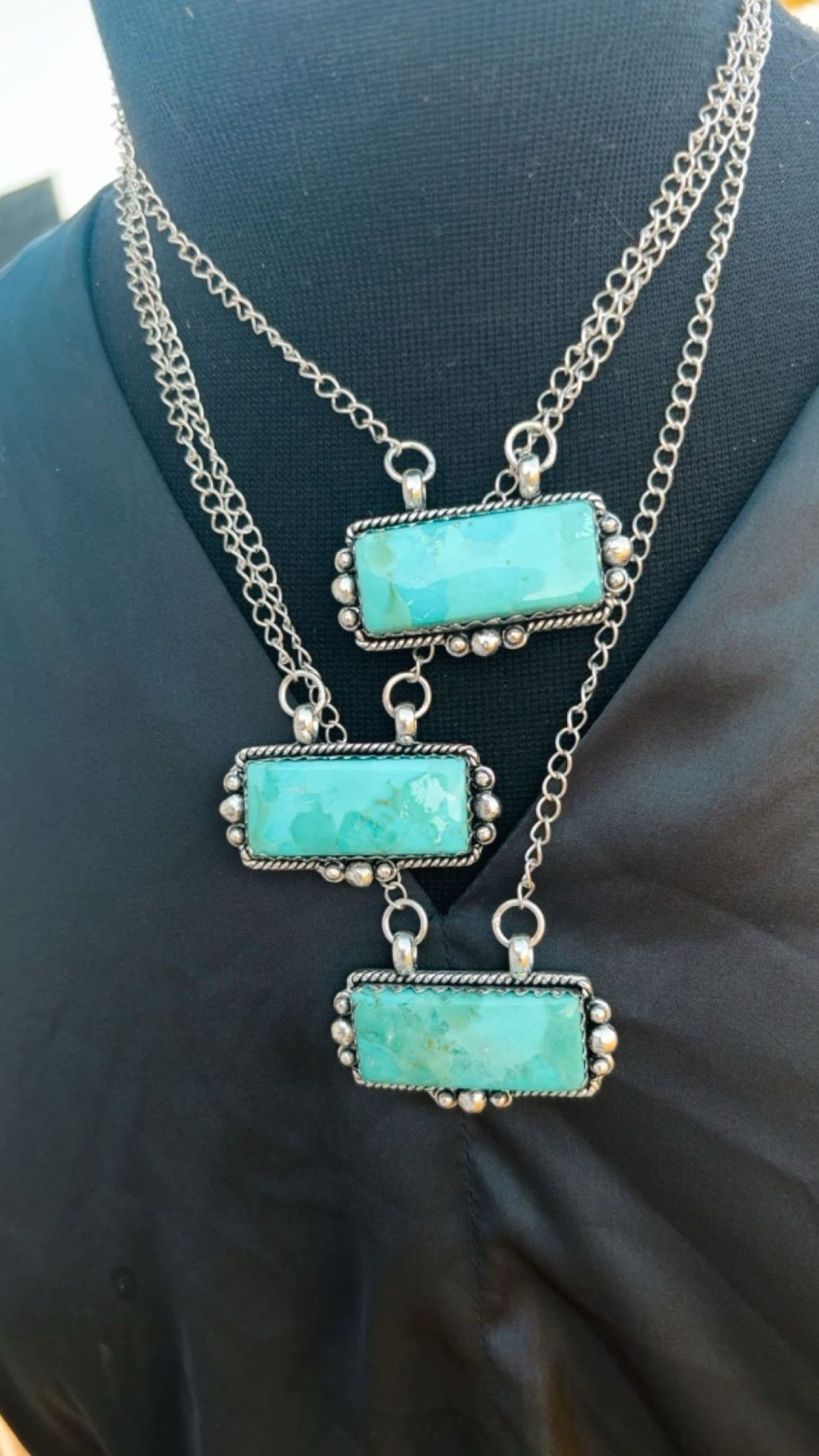 KINGMAN JUMBO BAR NECKLACES: Sterling Silver Plated, 1 3/4” by 3/4” & 20” adjustable chain